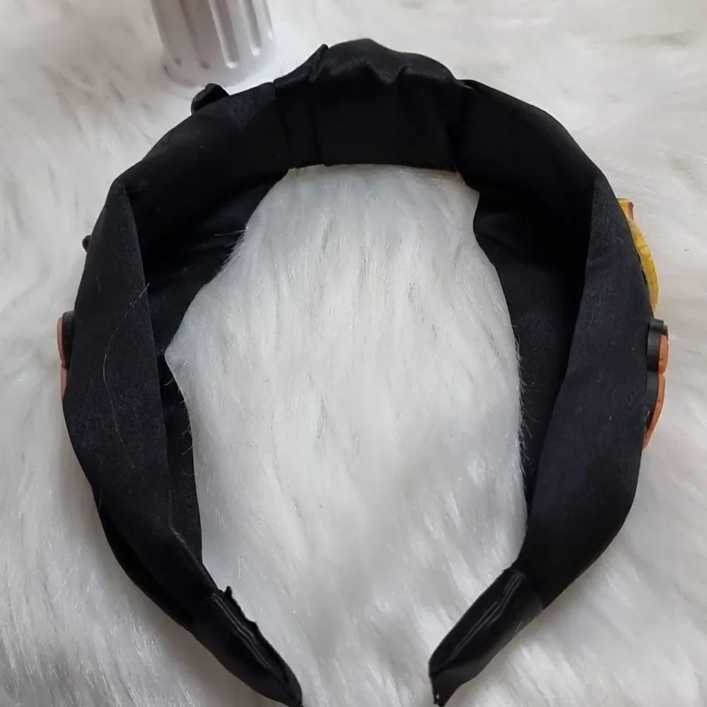 DISNEY MICKEY MINNIE charm black satin handmade headband